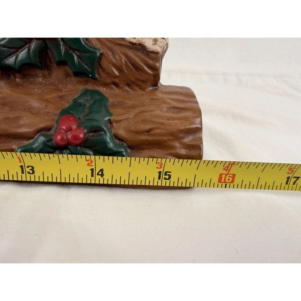 Vintage 1974 NOEL Ceramic Candle Holder Set Santa Log Christmas Decor - Picture 14 of 16
